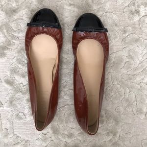 J Crew ballet flats brown/ black with bow size 8